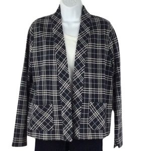 Ann Taylor Plaid Open Front Knit Cardigan Sz M